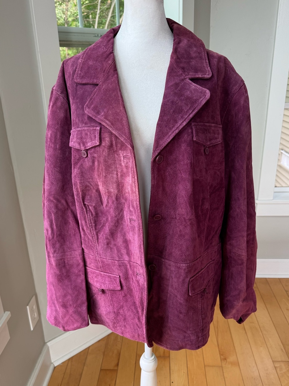 Vintage 90’s Relativity Plum Burgundy Suede Leather Jacket Size 3X